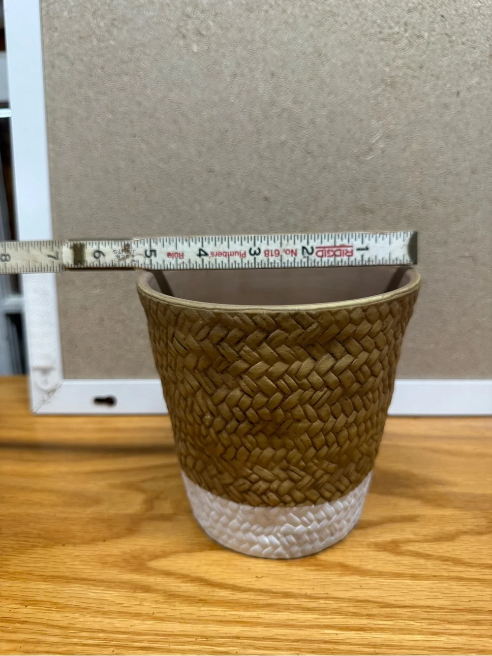 Woven Texture Two-Tone Planter - Brown and White